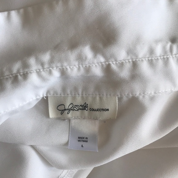 Jaclyn Smith white button down long sleeves basic shirt size L - Picture 9 of 11